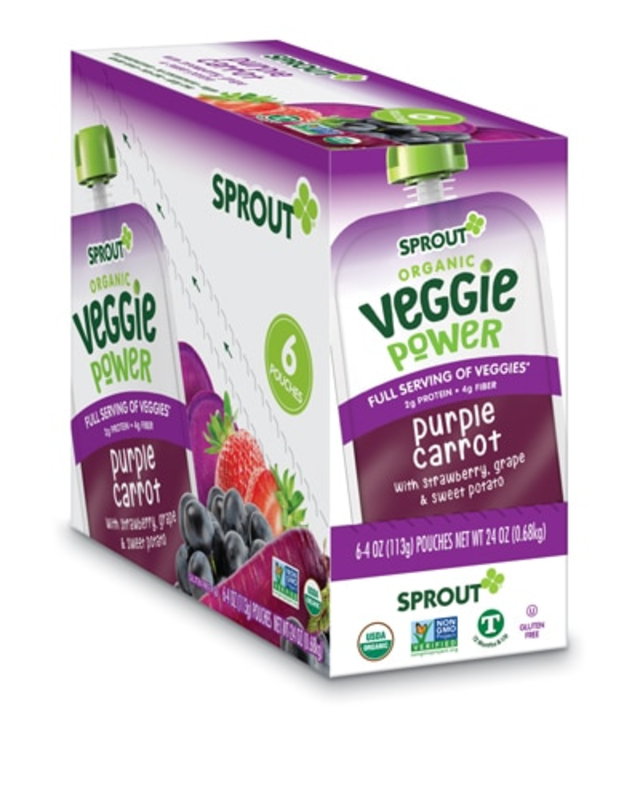 The Sprout Organic Baby Food Veggie Power Purple Carrot with Strawberry Grape & Sweet Potato -- 4 oz Each / Pack of 6 product image