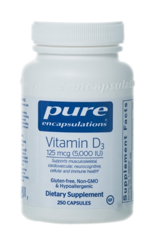 The Pure Encapsulations Vitamin D3 -- 125 mcg (5,000 IU) - 250 Capsules product image